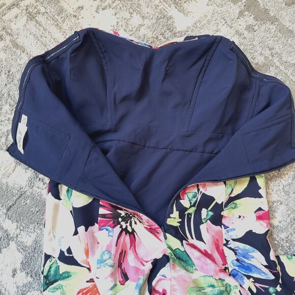 Eliza J Floral Strapless Midi Dress 4P high low ruffle petite wedding guest - Picture 6 of 13